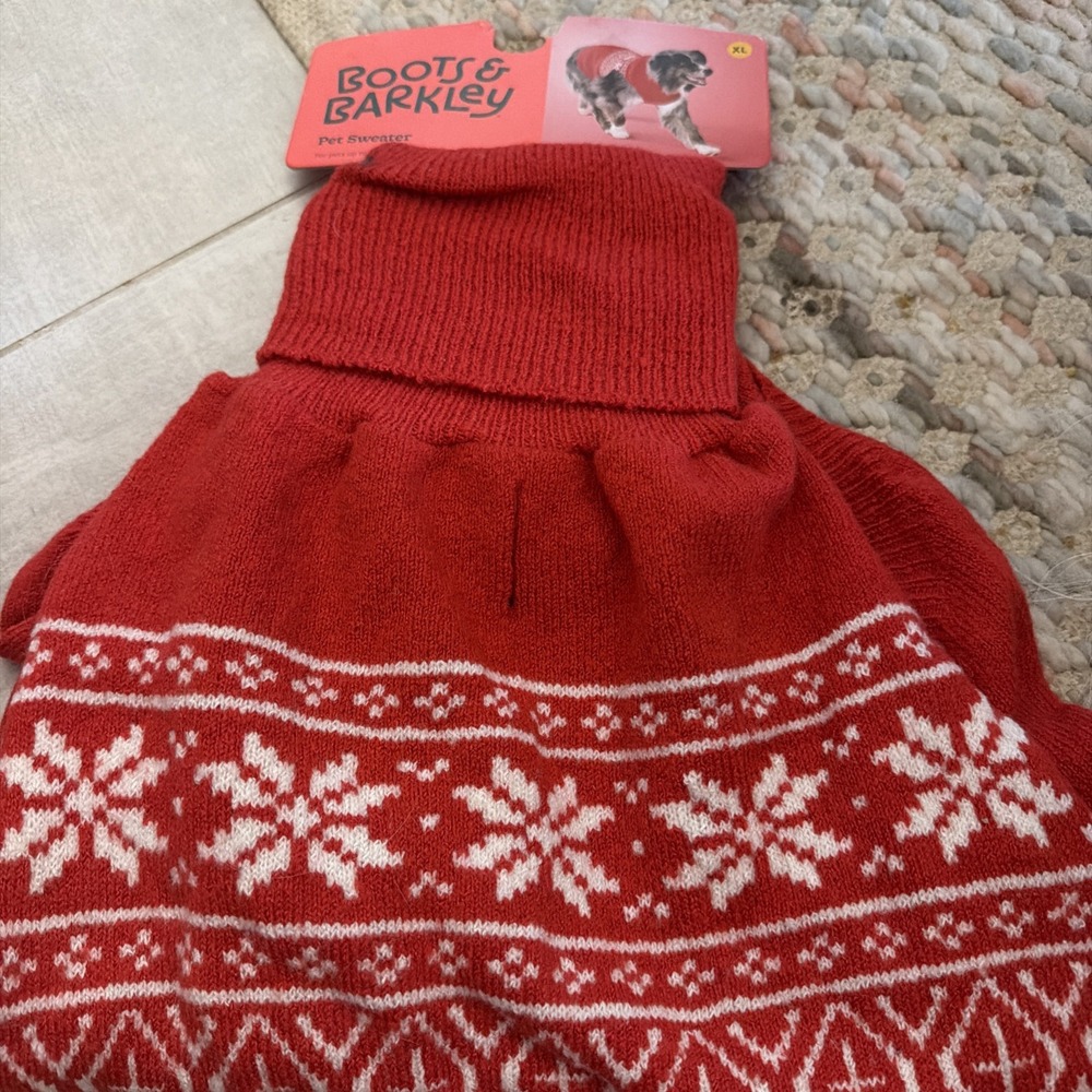 Boots & Barkley Dog Sweater Red White Snowflake Knit XL Large Breed Dogs